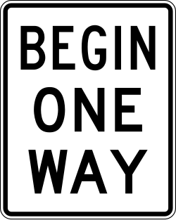Beginning of a one-way street or section