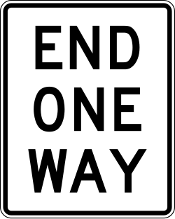 End of a one-way street or section
