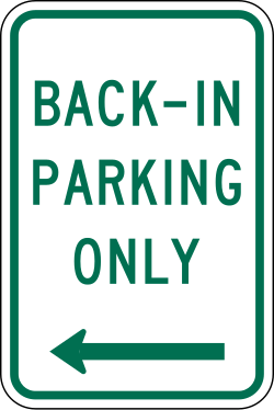 Requires vehicles to park by backing in only