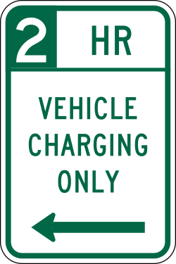 Limits parking to two hours for vehicle charging only