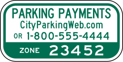 Supplemental plaque indicating parking payment requirements