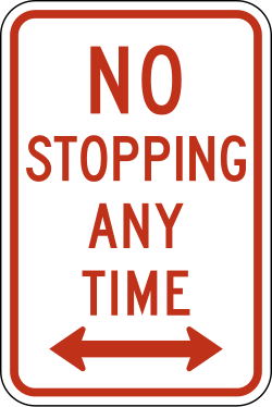 Prohibits stopping at all times