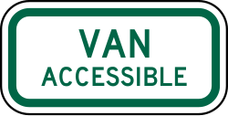 Supplemental plaque indicating van accessibility for disabled parking