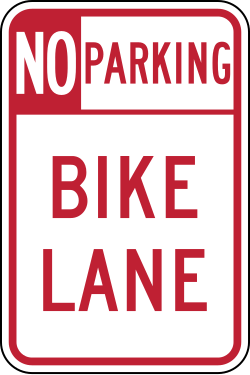 Prohibits parking in designated bike lane area
