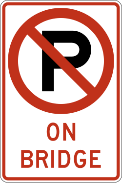 Prohibits parking on bridge structures