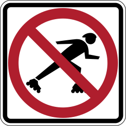 Prohibits skating, skateboarding, or rollerblading in the area