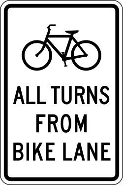 Requires all bicycle turns to be made from the designated bike lane