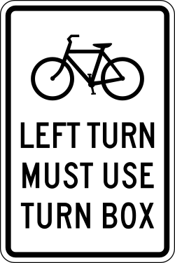 Requires bicycles making left turns to use designated turn box