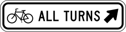 All bicycle turns using diagonal right arrow direction