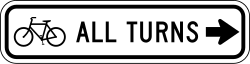 All bicycle turns using right arrow direction