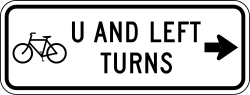 Bicycle U-turns and left turns using right arrow direction