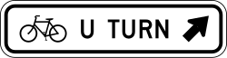Bicycle U-turn using diagonal right arrow direction