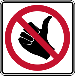 Prohibits hitchhiking using symbol representation