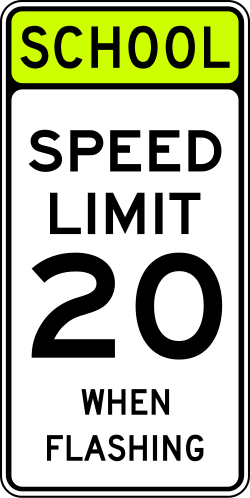 School speed limit that applies when beacon is flashing