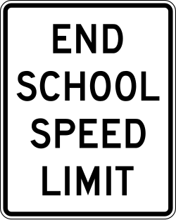 End of a school speed limit zone