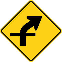 Right curve with an intersecting crossroad