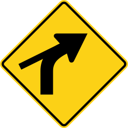 Right curve with a tangent road from the side
