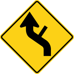 Reverse curves starting left with a side road intersection