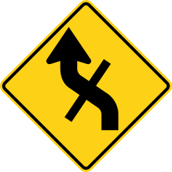 Reverse curves starting left with a crossroad intersection
