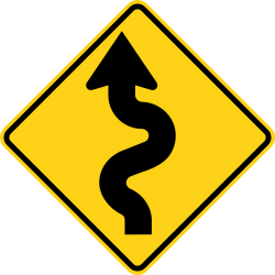 Winding road beginning with a left curve