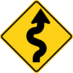 Winding road beginning with a right curve