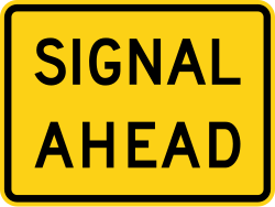 Supplemental plaque indicating signal ahead at busway crossing