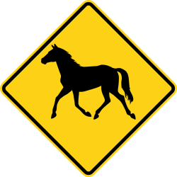 Wild horse crossing area ahead