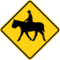 Equestrian crossing or horse rider activity ahead