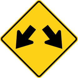 Low clearance ahead with double arrow indication