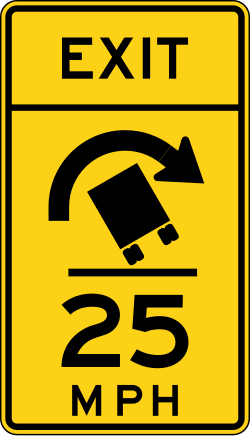Advisory speed for exit with truck rollover warning