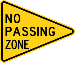 Beginning of a no passing zone