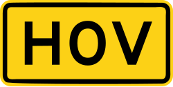 Supplemental plaque indicating High Occupancy Vehicle (HOV)