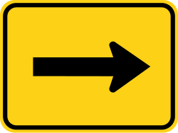 Supplemental arrow plaque pointing to the right