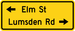 Advance street name plaque with double arrow