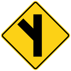 Side road entering from the left at an acute angle