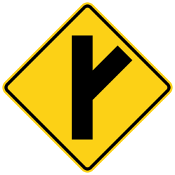 Side road entering from the right at an acute angle