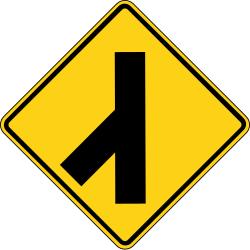 Side road entering from the left at an obtuse angle