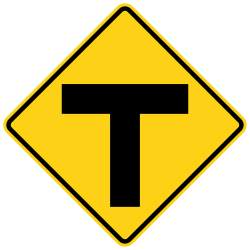 T-intersection ahead where the road ends