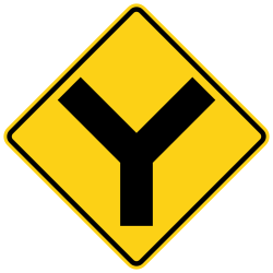 Y-intersection where the road splits into two branches