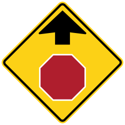 A stop sign is ahead