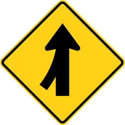 Traffic is merging from the left