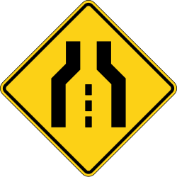 Transition to a single lane ahead