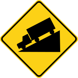 Steep grade or hill ahead