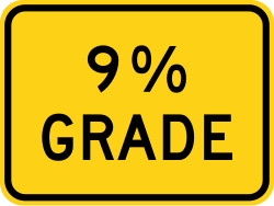 Supplemental plaque indicating grade percentage ahead