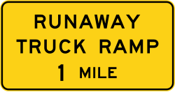 Runaway truck ramp at specified distance