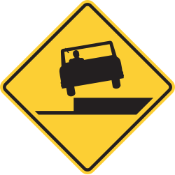 Left shoulder drop-off ahead