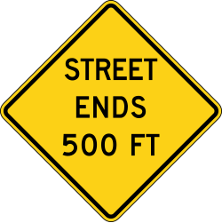 Street ends at specified distance