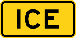 Supplemental plaque indicating ice conditions
