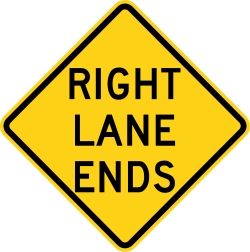 The right lane ends ahead