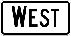 Cardinal direction plaque indicating West direction